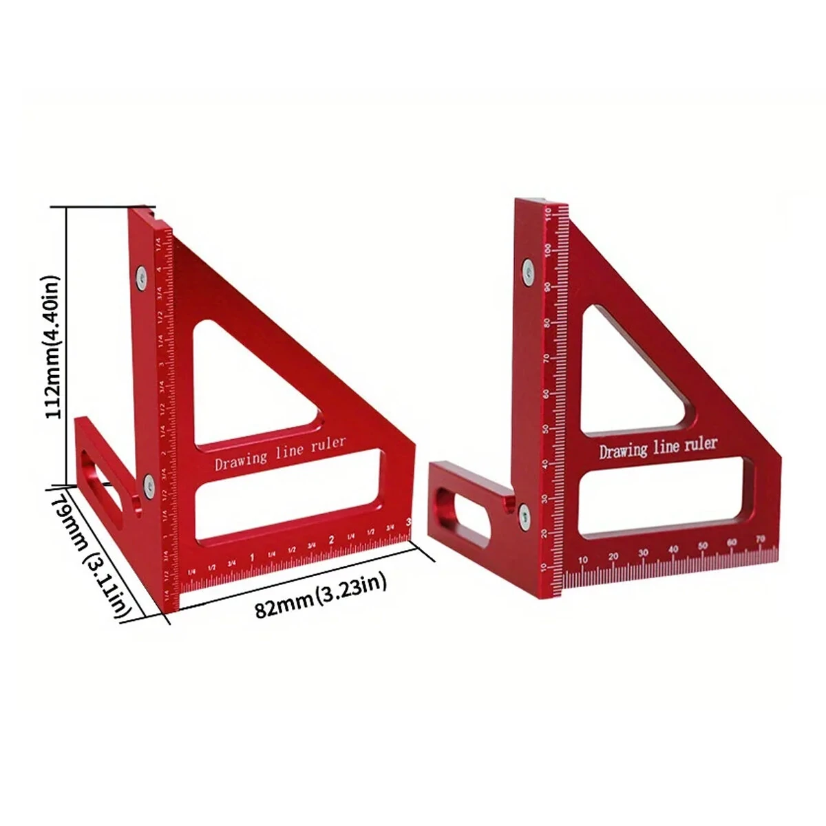 Aluminum Center Finder Woodworking Square - 45/90 Degree Angle Gauge & Scribe Ruler - Image 5
