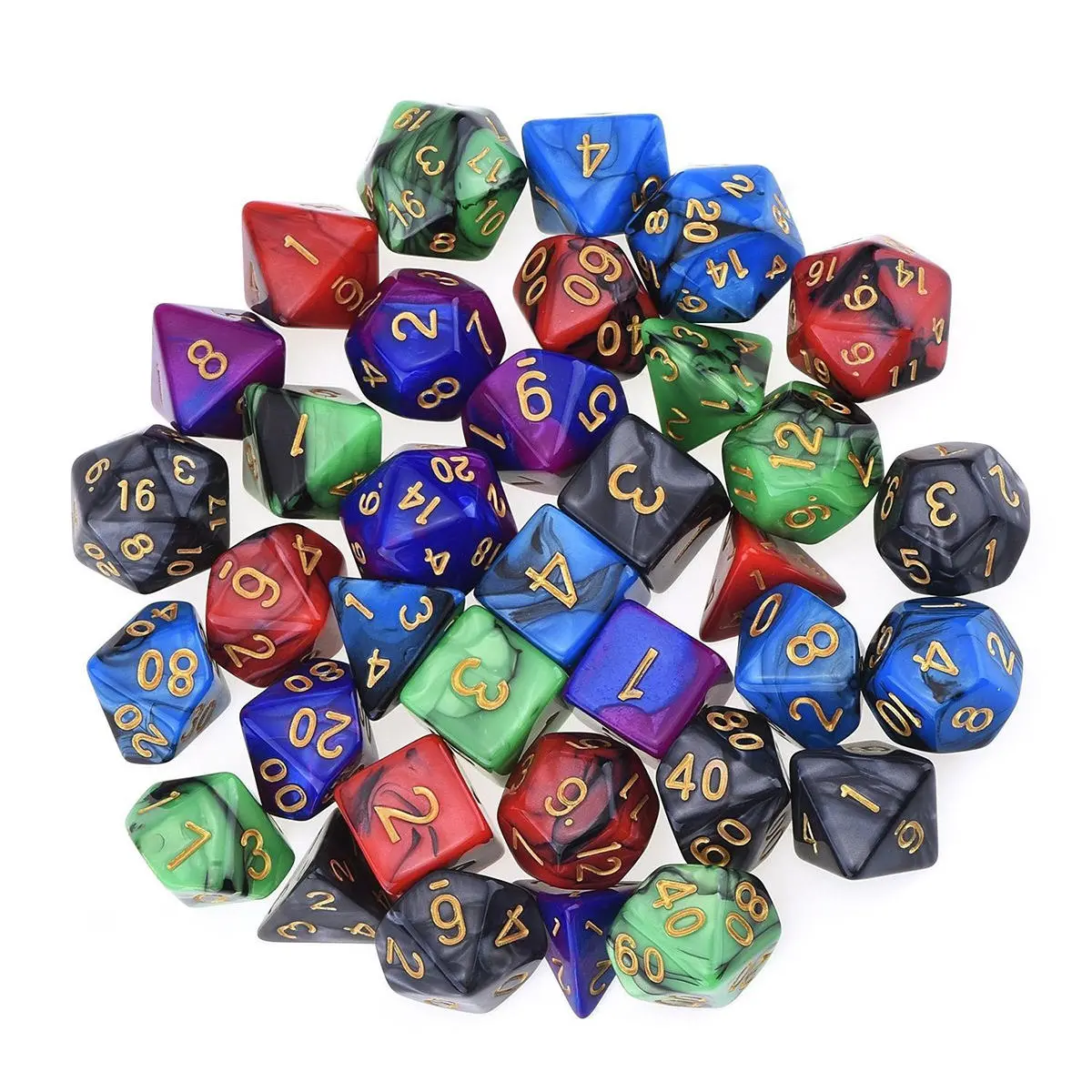 35Pcs Polyhedral Dice Set - Swirl RPG Role Playing Games Dices With Bag - Image 2