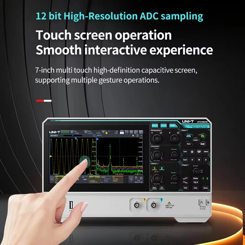 UNI-T UPO1152HD Oscilloscope - 150MHz Bandwidth, 12-bit ADC, 1.25GSa/s, Touch Screen - Image 3