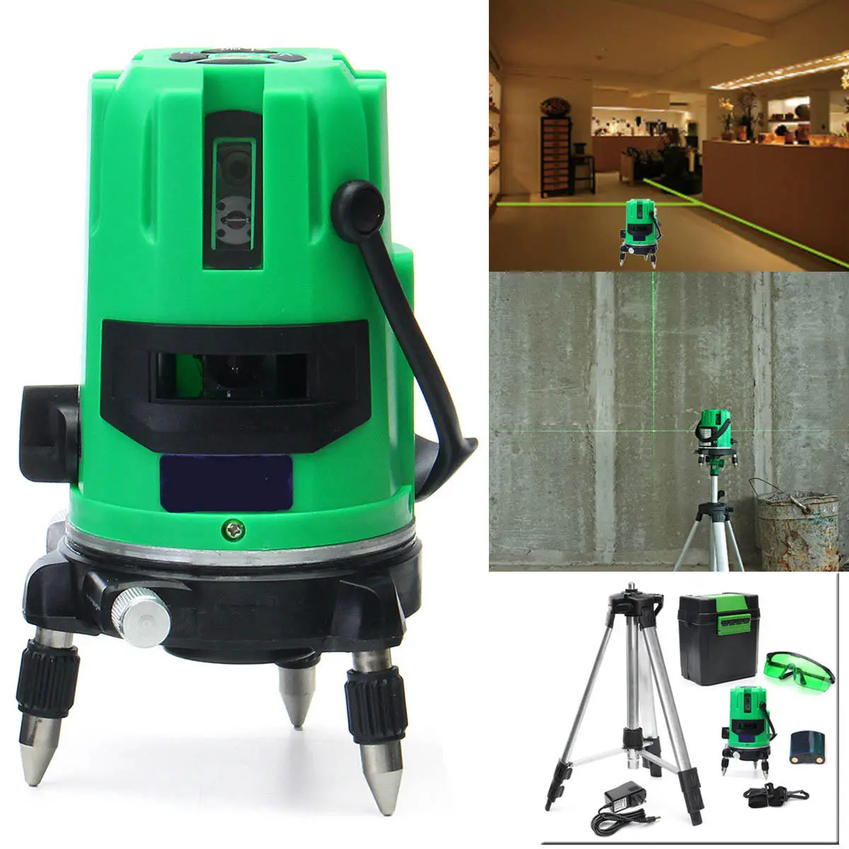 Green 2 Line 2 Point 360° Rotary Laser Level | Self-Leveling with Tripod - Image 2