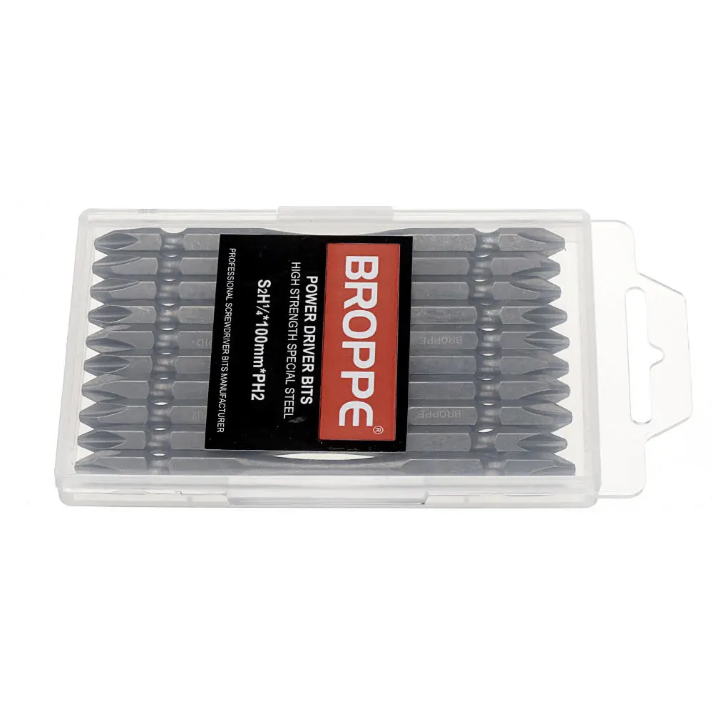 BROPPE 11Pcs PH2 S2 Alloy Steel Screwdriver Bit Set - 100mm Double Head with Magnetic Ring - Image 5