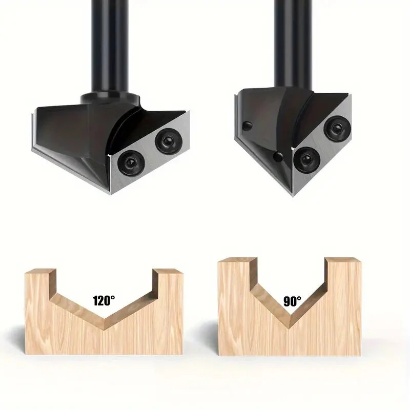 LAVIE 1/2 Inch Shank Tungsten Carbide Router Bit | 90 & 120 Degree V-Groove Milling Cutter - Image 2