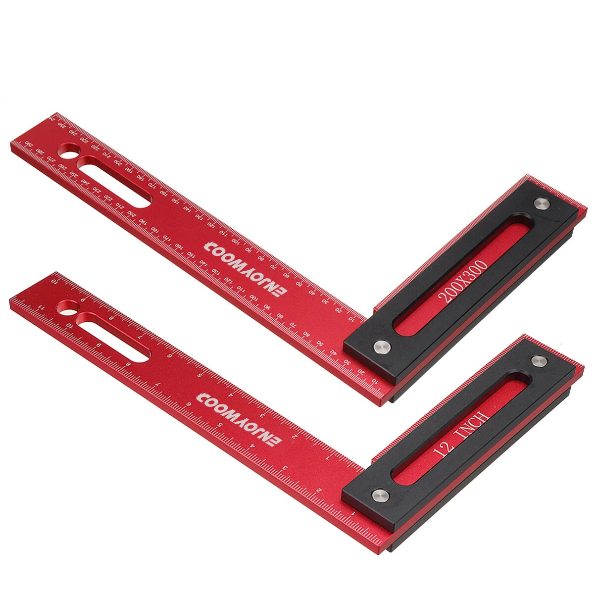 ENJOYWOOD 300x200mm Aluminum Alloy Woodworking Square | Right Angle Ruler with Base - Image 3