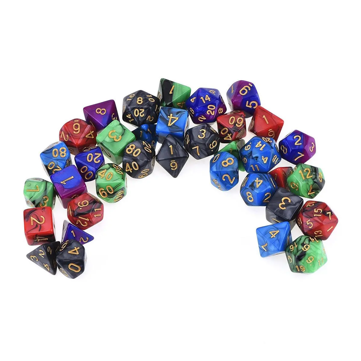 35Pcs Polyhedral Dice Set - Swirl RPG Role Playing Games Dices With Bag - Image 4