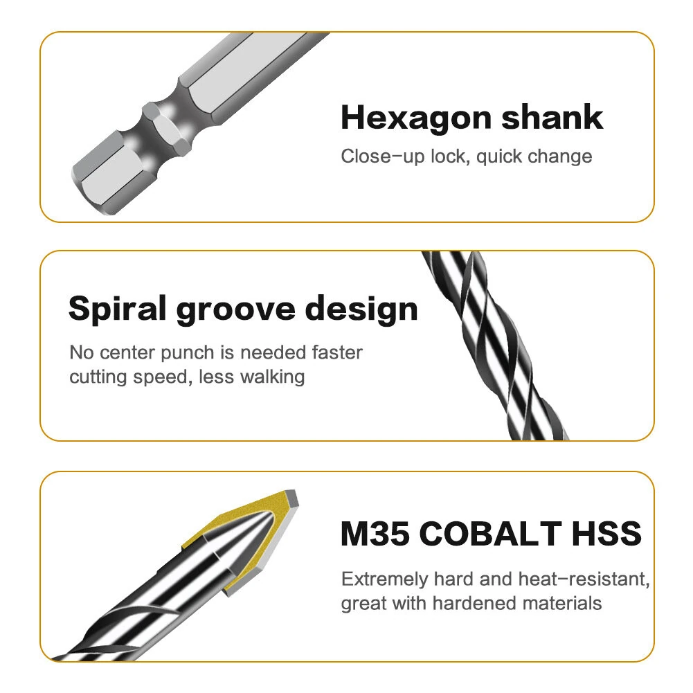 6mm Hex Shank Eccentric Twist Drill Bits - 10PCS for Tile Glass Metal Wood - Image 5