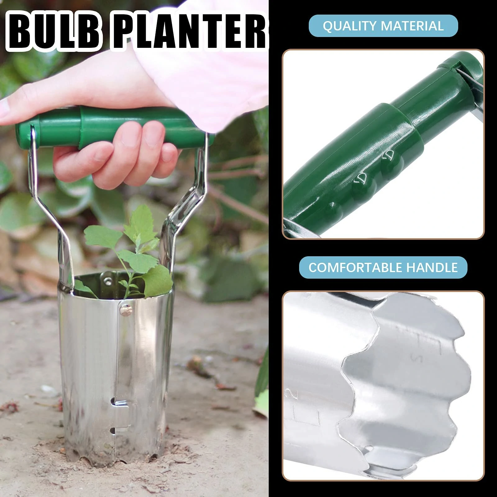 Bulb Planter with Depth Mark - Steel Garden Tool for Consistent Flower Planting - Image 4