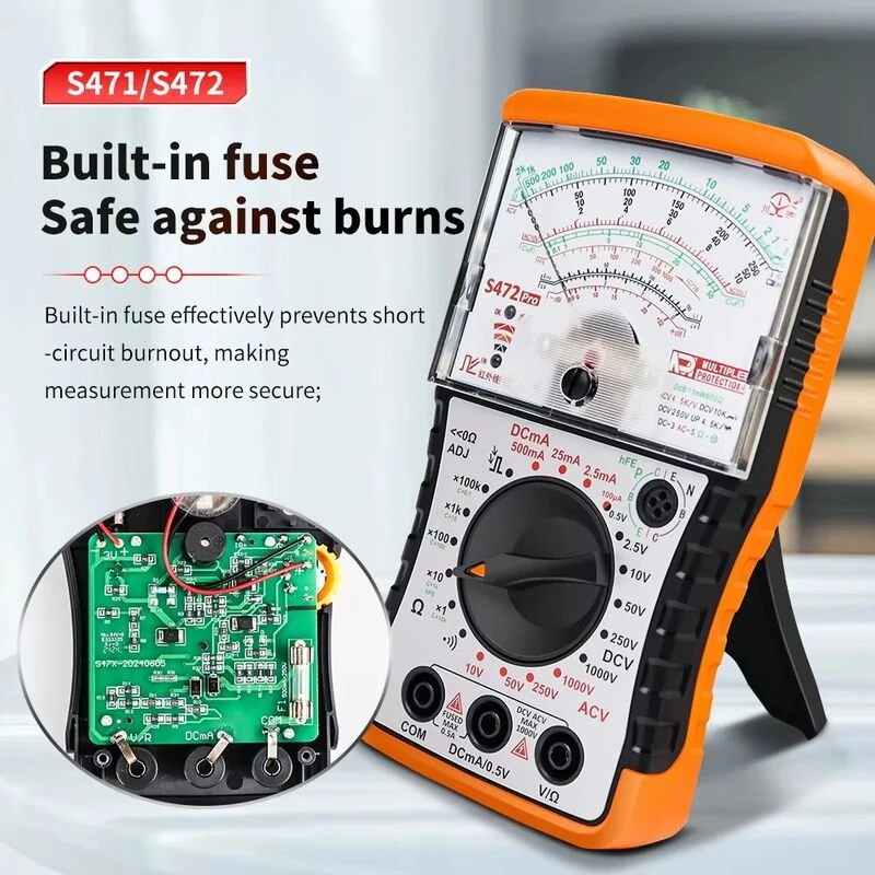 S471Pro Analog Multimeter - Voltage Tester 1000V DC | Resistance Capacitance Current - Image 3