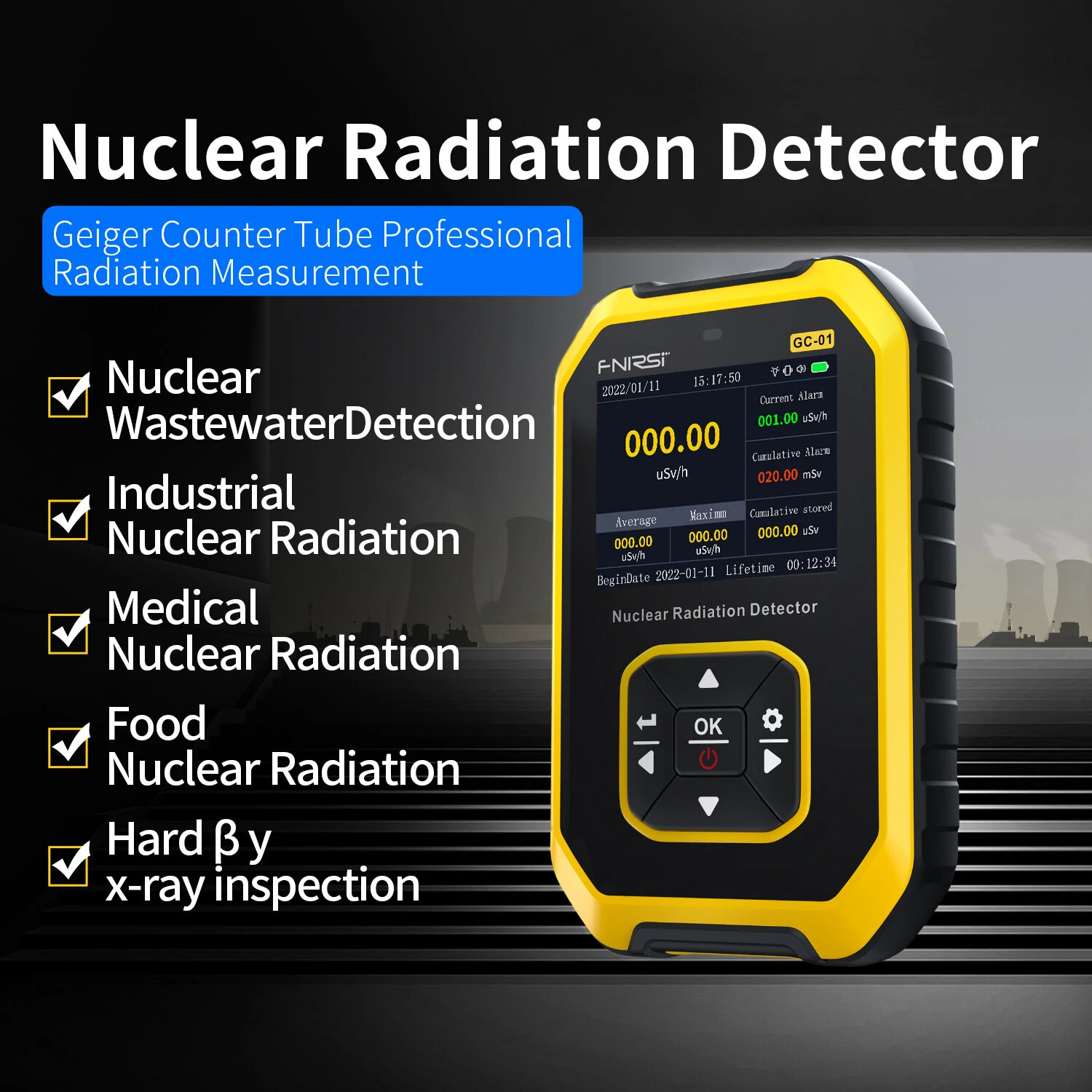 FNIRSI GC01 Geiger Counter - Nuclear Radiation Tester for Food & Marble | Personal Dose Alarm - Image 2