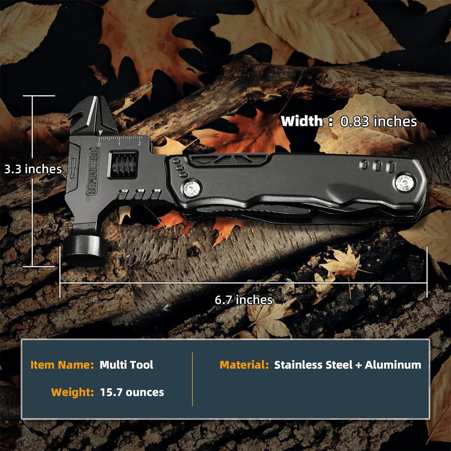 14 in 1 Multitool Hammer with Pliers, Saw & Wrench | Survival Gear Gift for Outdoorsmen - Image 4