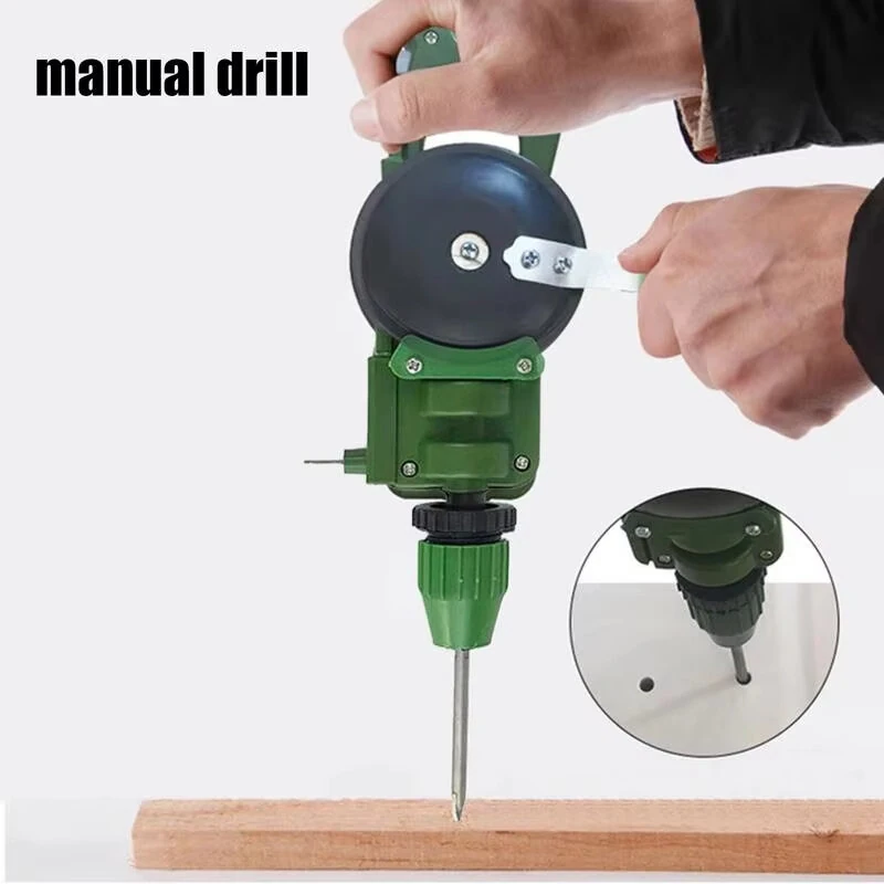 Manual Hand Crank Drill & Hole Punch Tool - Multi-Purpose for Wood & Glass - Lightweight Portable Metal ABS - Image 4