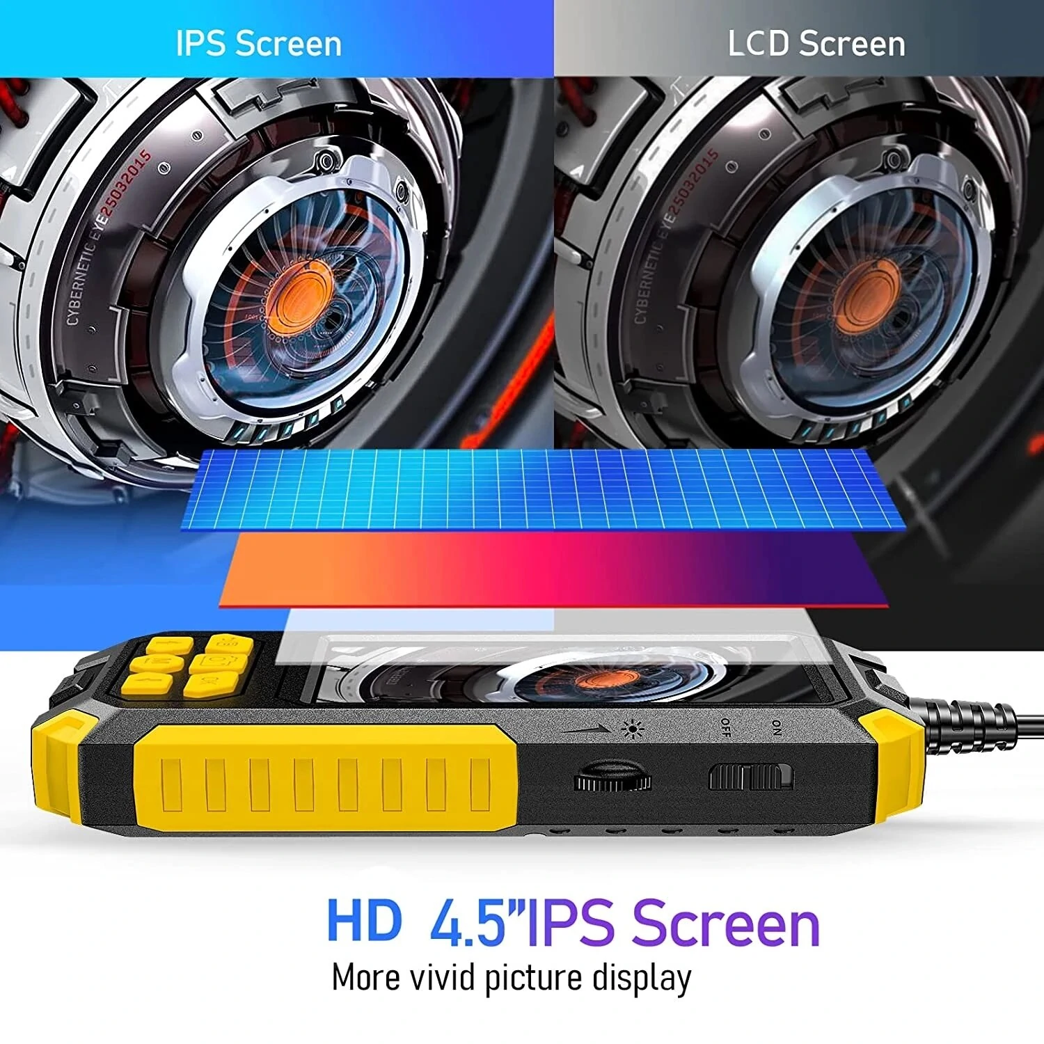 P50 8mm Dual Camera Borescope - 1080P 4.5 IPS LCD - 6 LED for Car & Sewer - Image 3