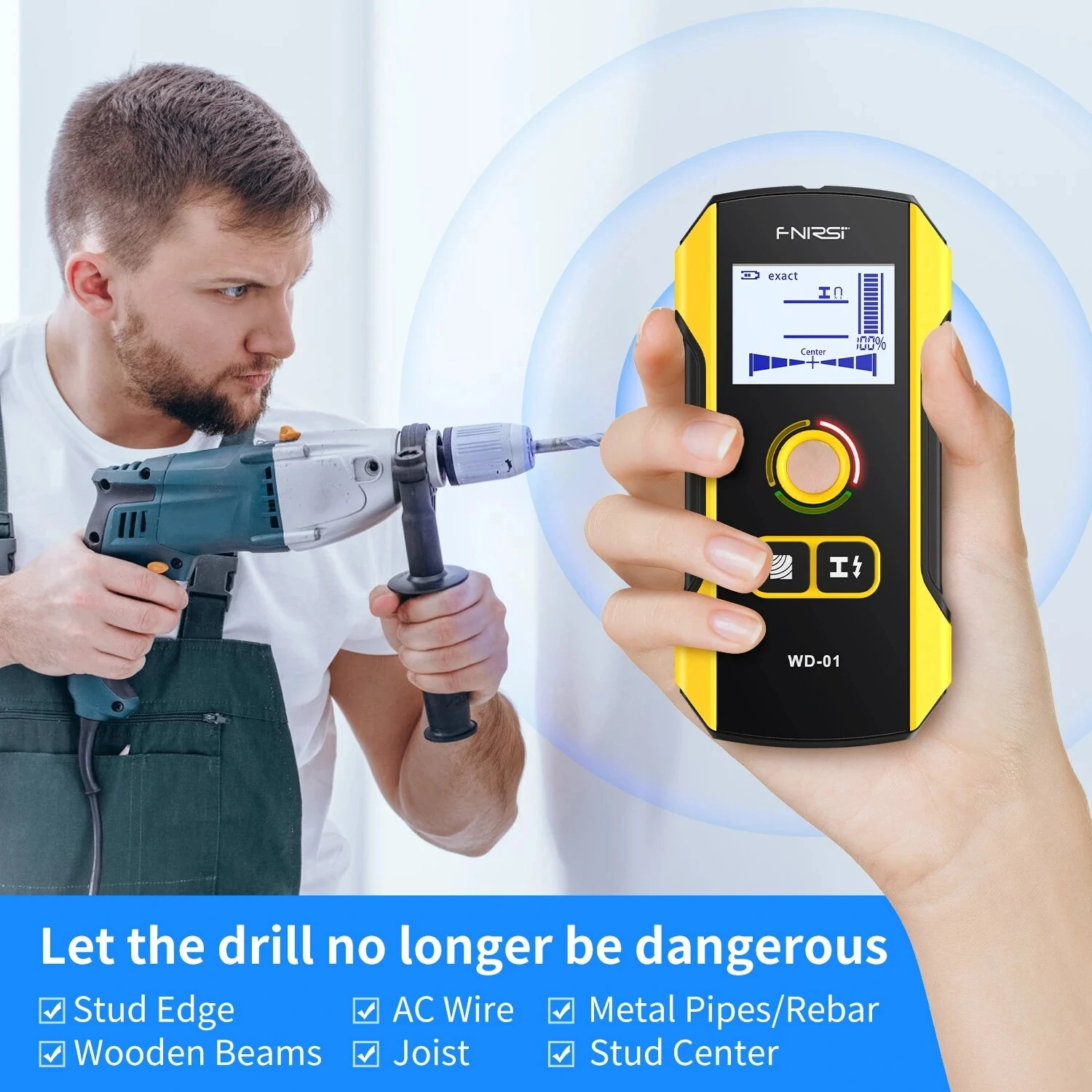 FNIRSI WD-01 Metal Detector Wall Scanner | Find Studs, Wires, Metal & Wood - Image 4