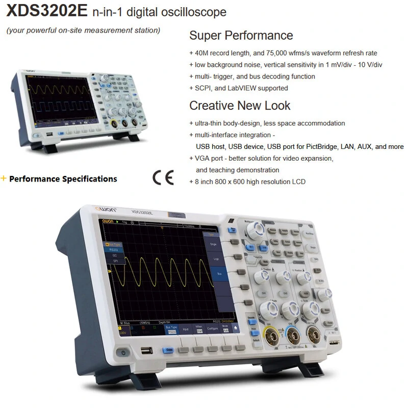 OWON XDS3202E Oscilloscope - 200MHz Bandwidth, 1GS/s Sampling, 8-bit - Image 5