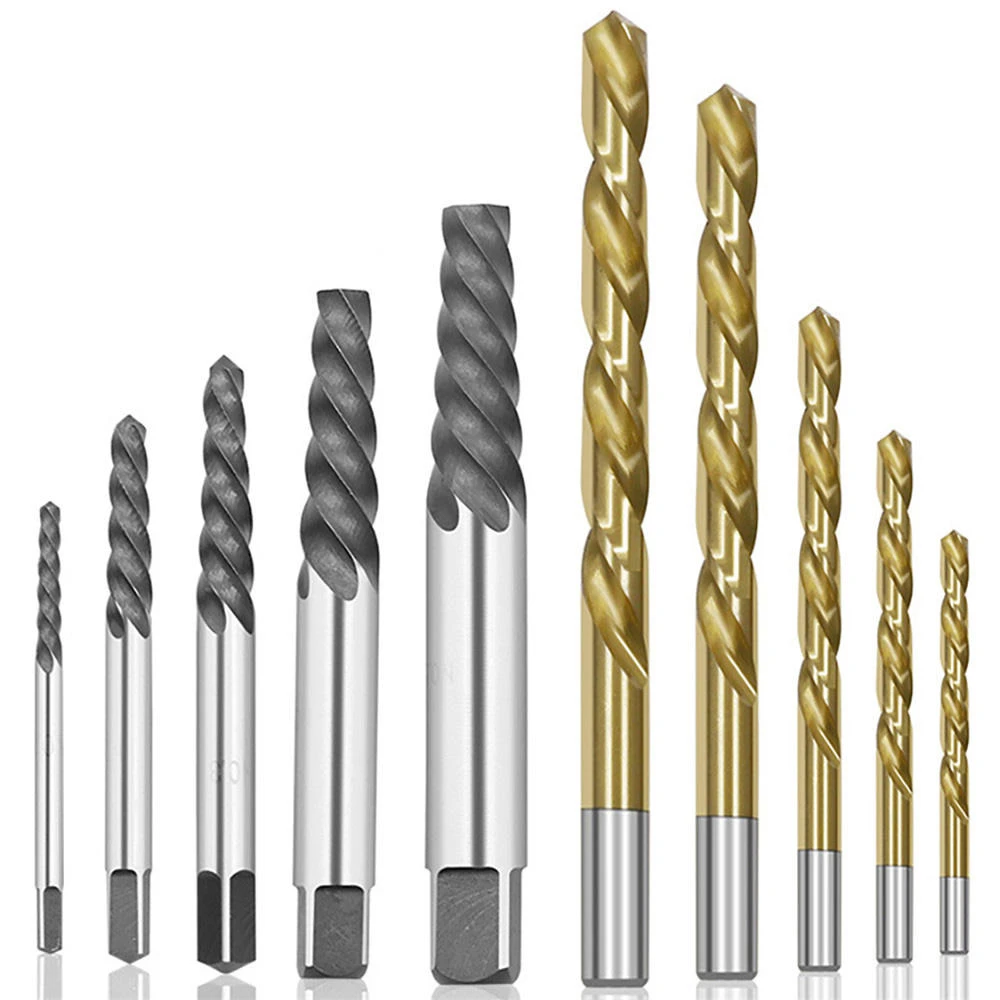 Drillpro 10Pcs HSS Screw Extractor Set | EX1-EX5 & Left Hand Drill Bits - Image 2