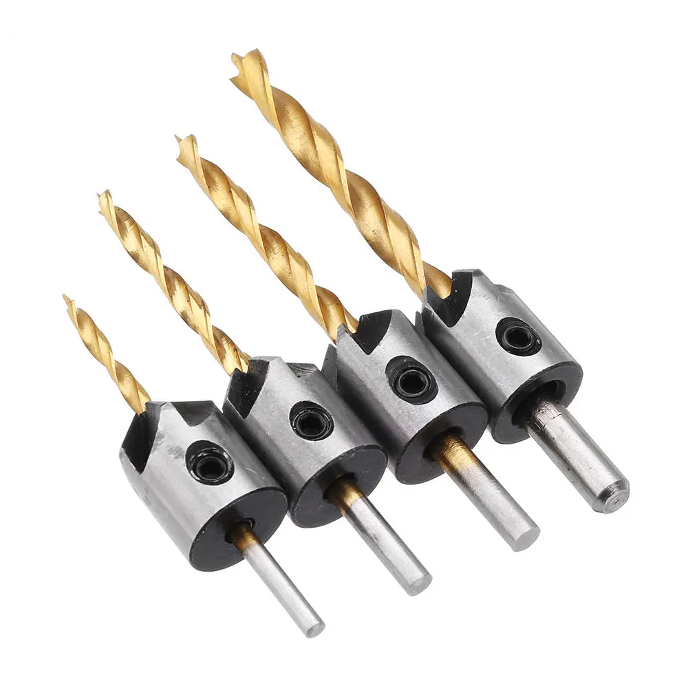 Drillpro 5 Flute Countersink Drill Bit Set - 4pcs 3mm-6mm | Wood Chamfer Reamer - Image 2
