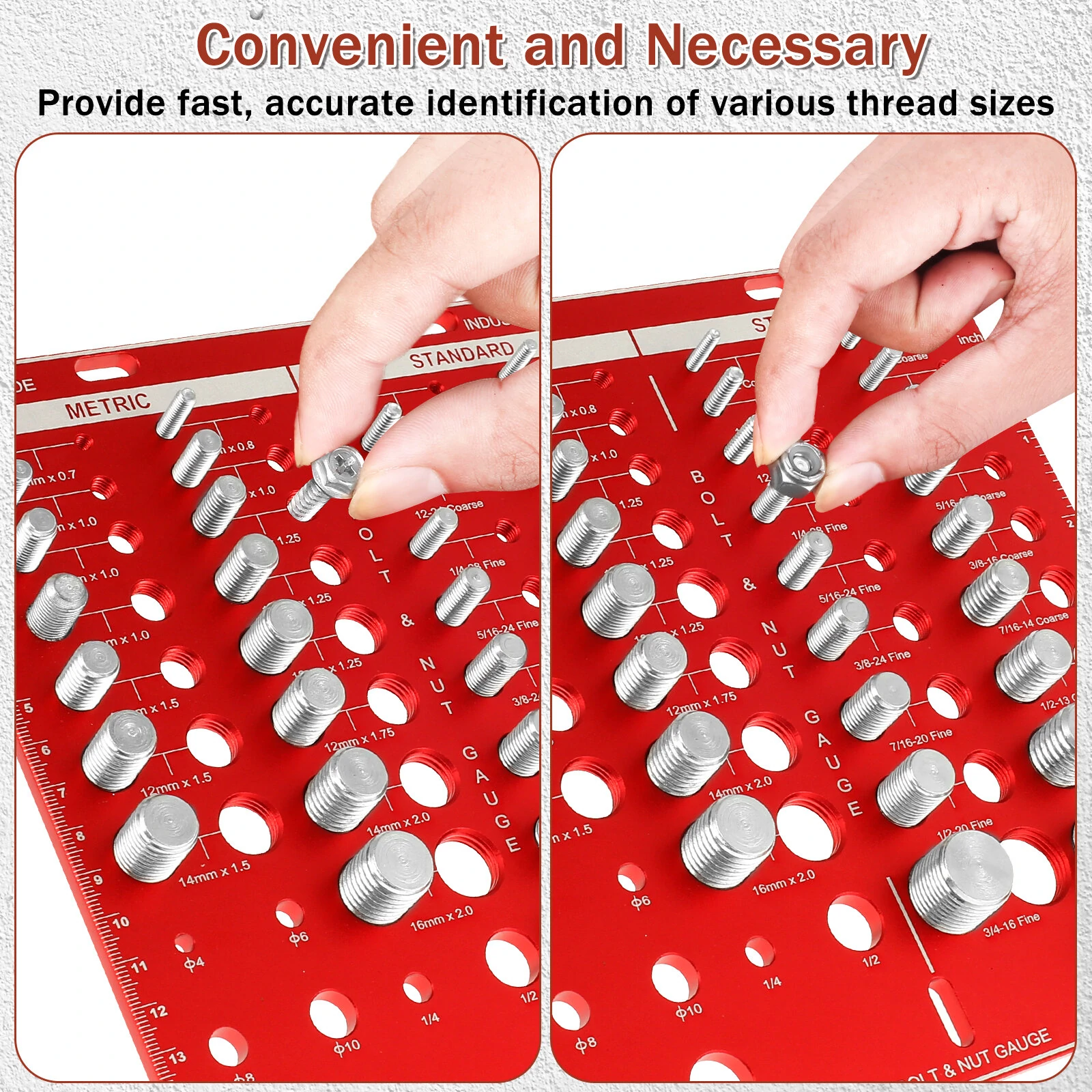 34 Nut & Bolt Thread Checker Gauge - Standard & Metric Sizes | Inch & CM Ruler - Image 4