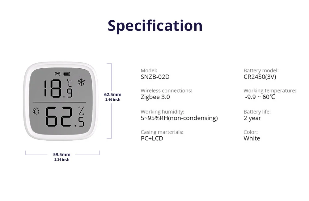 SONOFF SNZB-02D Smart Temperature Humidity Sensor | LCD Display | APP Monitoring - Image 4