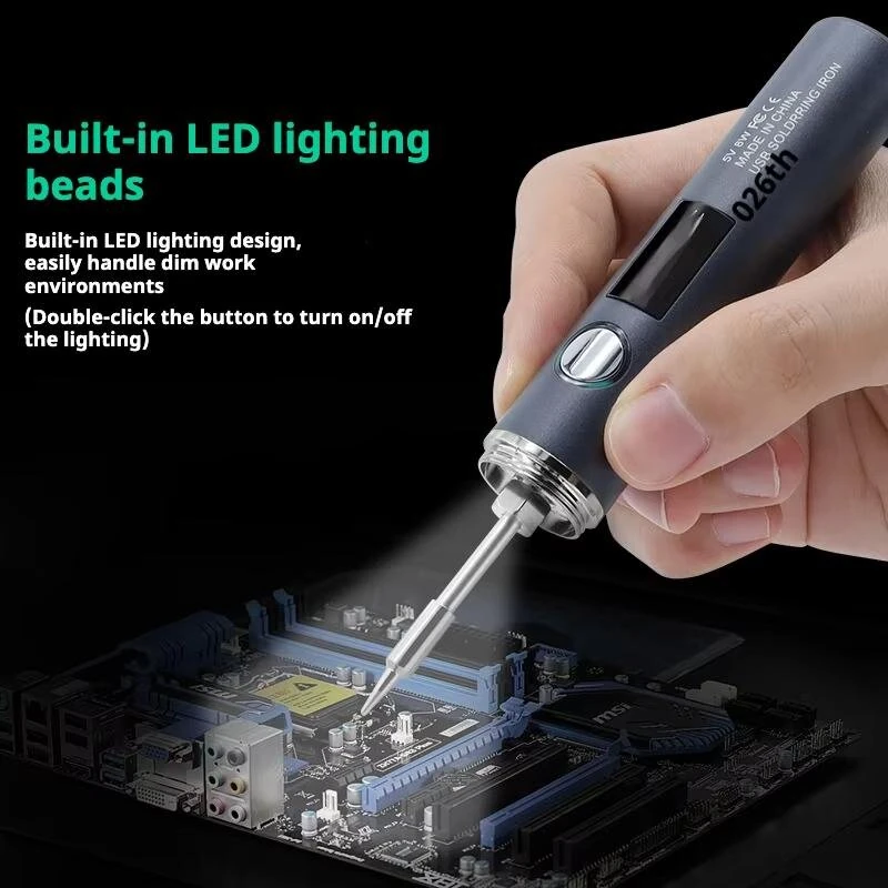 USB Soldering Iron - Wireless Rechargeable Type-C - 5 Adjustable Temperatures - Fast Heating Portable Welding Tool - Image 3