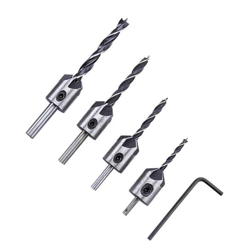 4pcs HSS Countersink Drill Bit Set | 3mm-6mm Woodworking Chamfer & Counterbore - Image 2