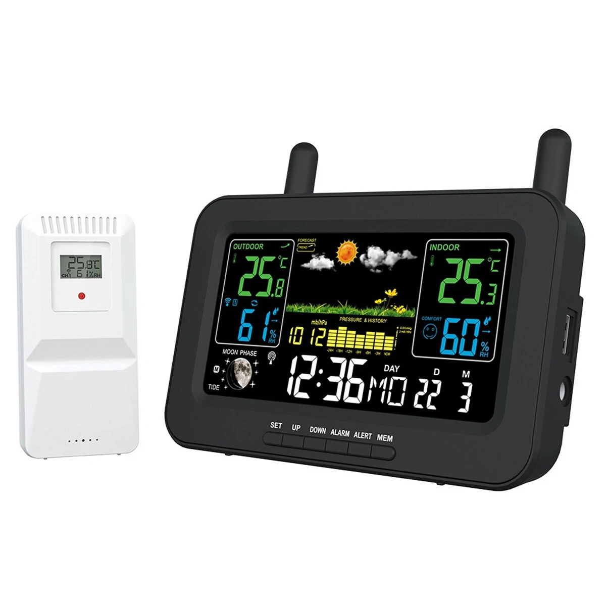 AcuRite Wireless Indoor Outdoor Weather Station - Color Display, Temperature Humidity Monitor with Forecast & Alerts - Image 2