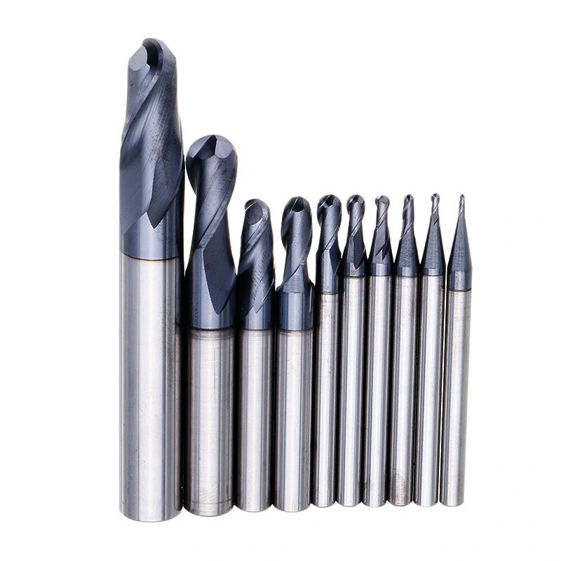 Drillpro Ball Nose Tungsten Carbide End Mill Cutter - R0.5-R5mm HRC55 TiAlN Coating - Image 4