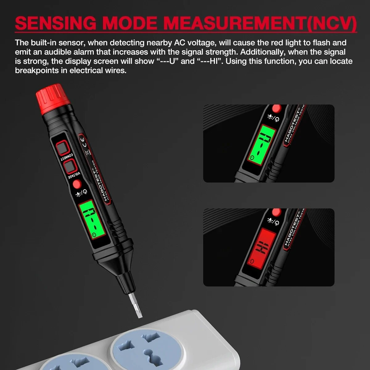 HABOTEST HT92 Voltage Tester Pen | AC 12-300V with Backlight & Flashlight - Image 5