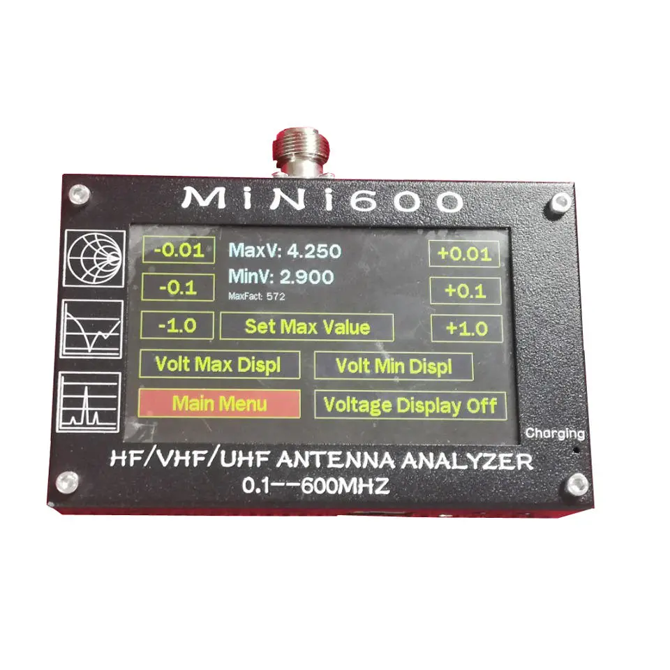 MINI600 Antenna Analyzer 0.1-600MHz | SWR Meter & Frequency Counter | 4.3 Touch Screen - Image 2