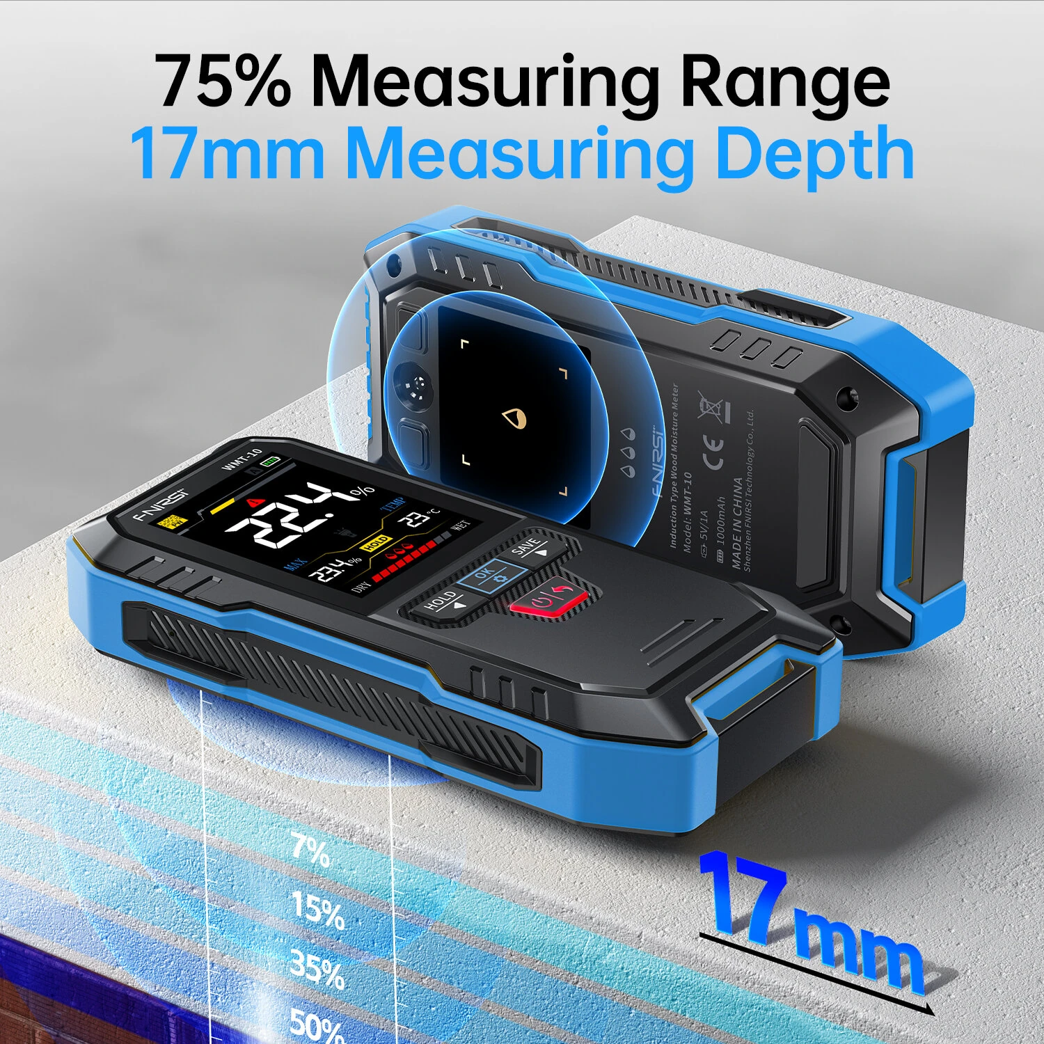 FNIRSI WMT-10 Moisture Meter | 0.1% High Precision | 2.4 TFT Screen & Rechargeable - Image 4