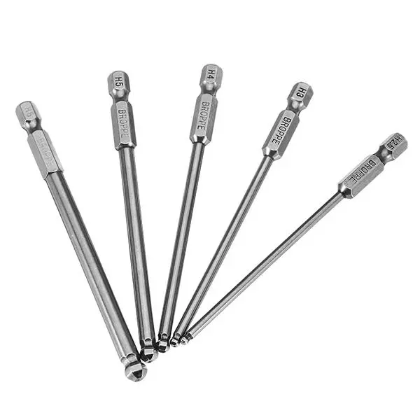 Broppe 5pcs Magnetic Ball Screwdriver Bits - 2.5 to 6mm Sizes | 100mm 1/4 Inch Hex - Image 4