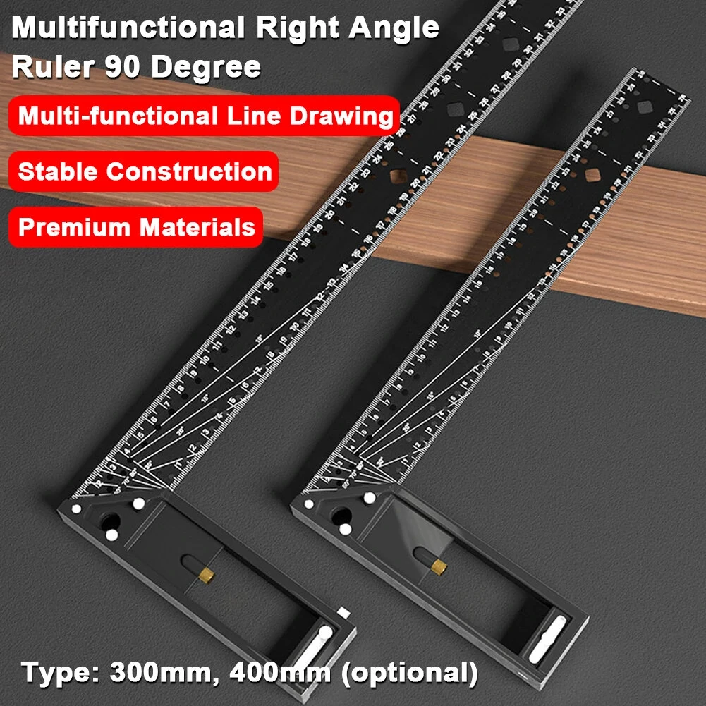 High Carbon Steel Right Angle Ruler - 300mm/400mm for Woodworking & Construction - Image 3