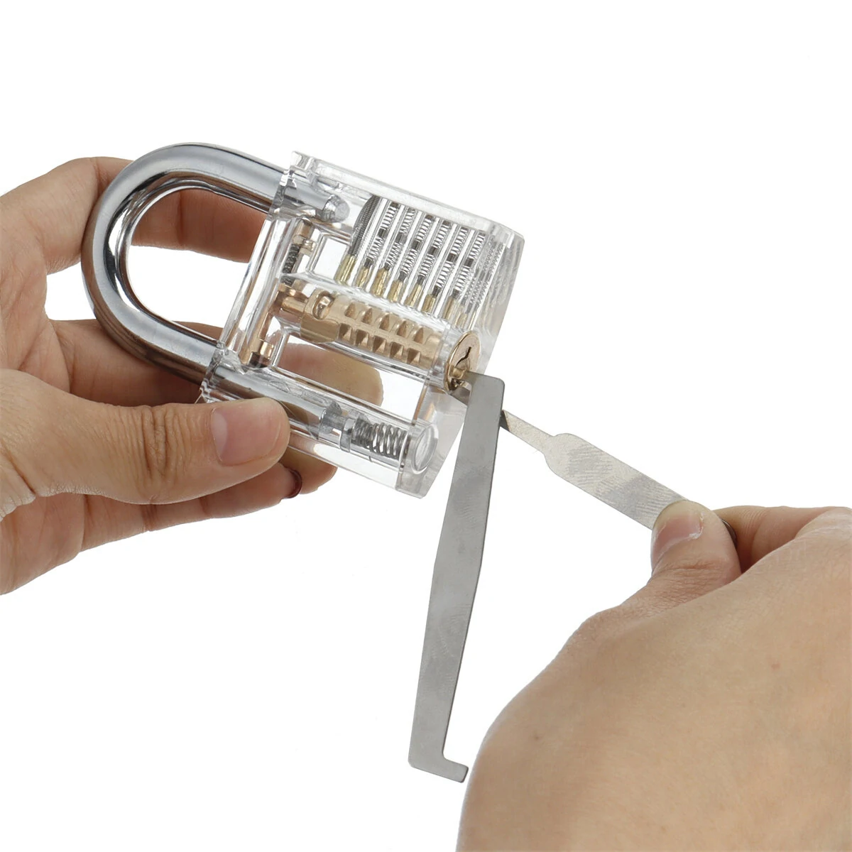 44PCS Orange Lock Pick Set with Padlocks - Spring Steel Tools & Transparent Practice Locks - Image 3