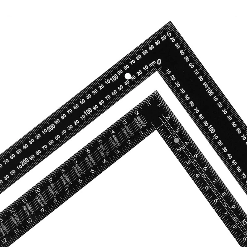 Stainless Steel Square Ruler | 90 Degree Angle Black Coated | Metric Imperial Scale - Image 2