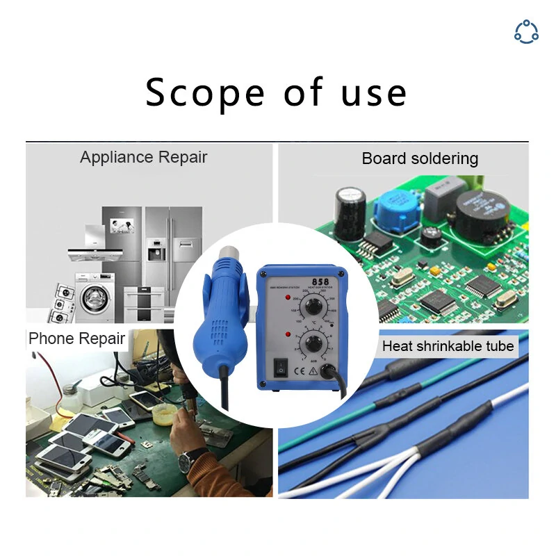 858 Lead-free Spiral Hot Air Gun - 650W Adjustable Desoldering Station for Phone Repair - Image 5