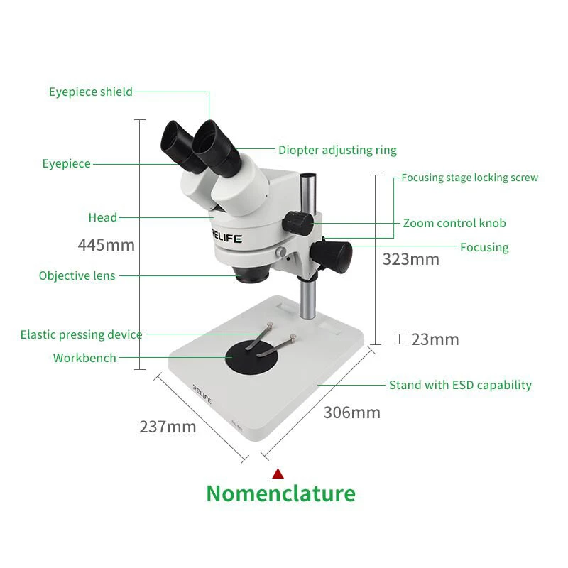 RELIFE RL-M2 Stereo Microscope | 7-45x Magnification | 144 LED Light for PCB Repair - Image 2