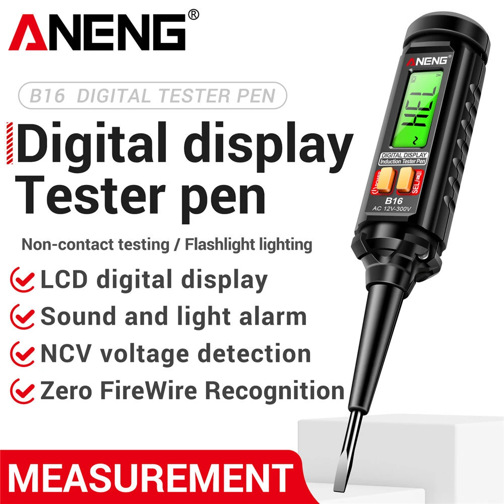 ANENG B16 Digital Voltage Tester Pen | 12V-300V NCV Detection | LCD Display & Sound/Light Alarm - Image 2