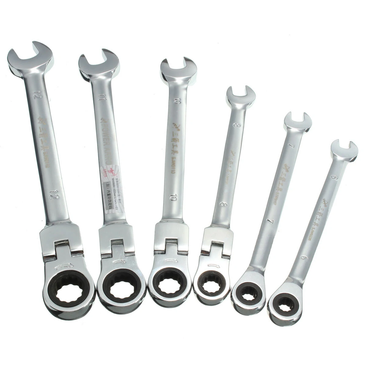 DANIU Flexible Head Ratchet Wrench - Metric 6-Size Set - Pivoting Garage Tool - Image 2