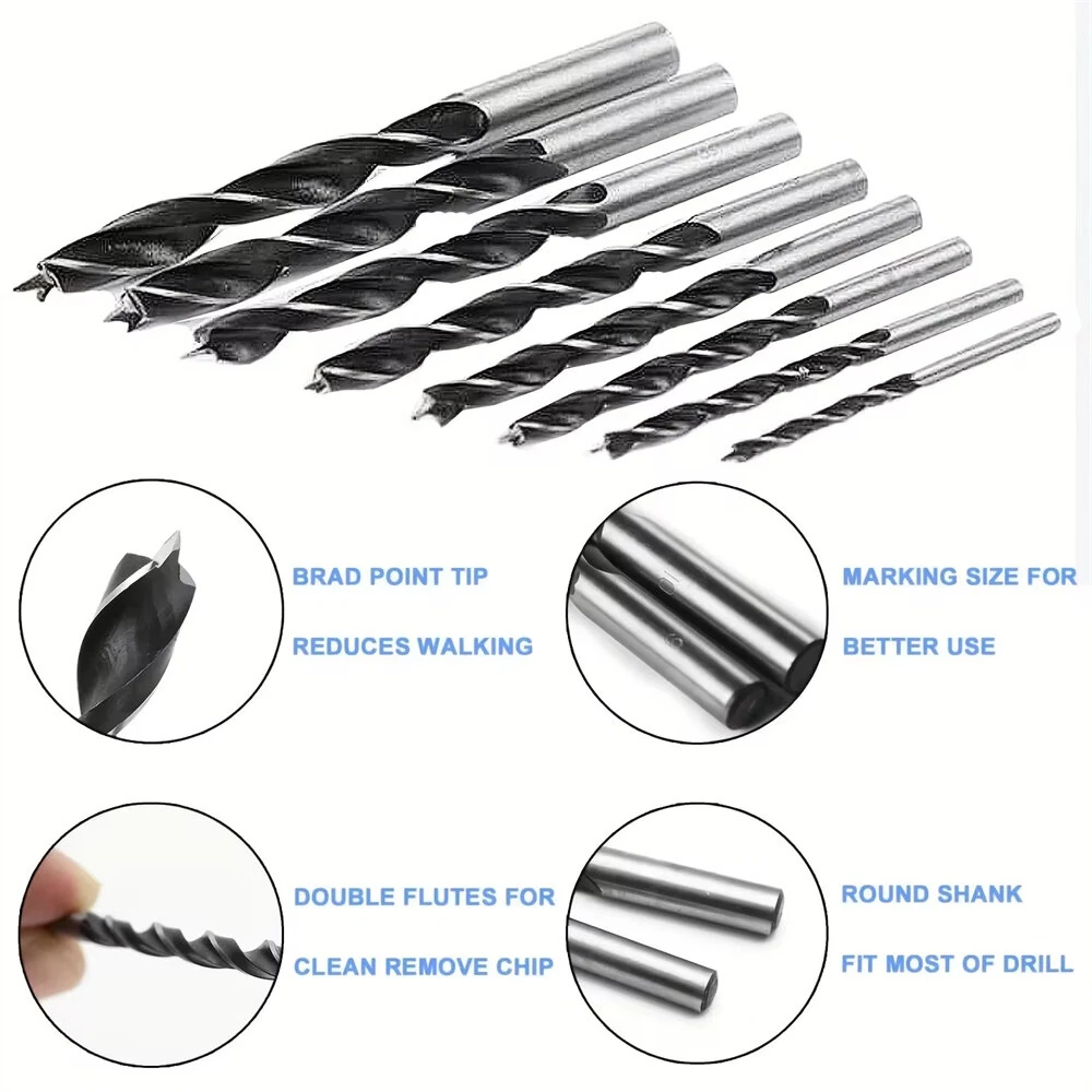 Woodworking Drill Bit Set - 8-Piece High Carbon Steel | 3mm-10mm Brad-Point - Image 4