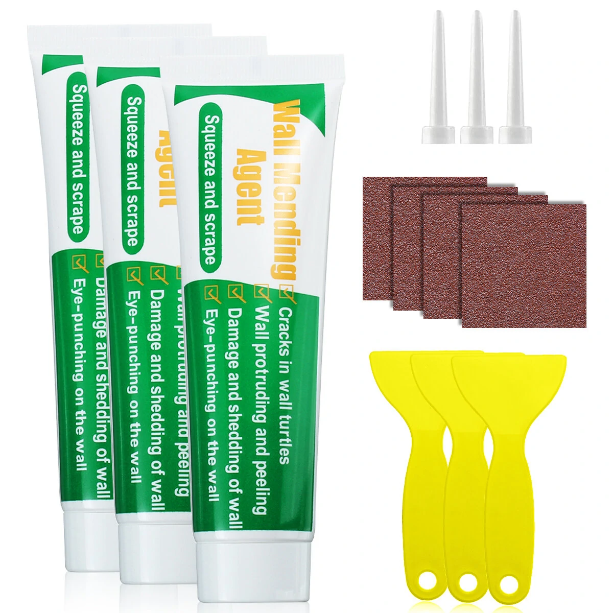 3pcs Wall Mending Agent | Drywall Patch Repair Kit with Scraper & Sandpaper - Image 2