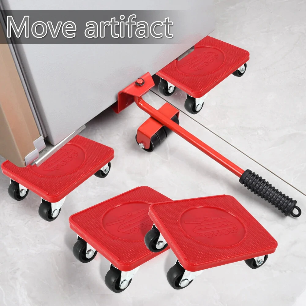 Furniture Lifter Mover Set - Heavy Duty 400kg Capacity with Universal Wheels | Red - Image 2