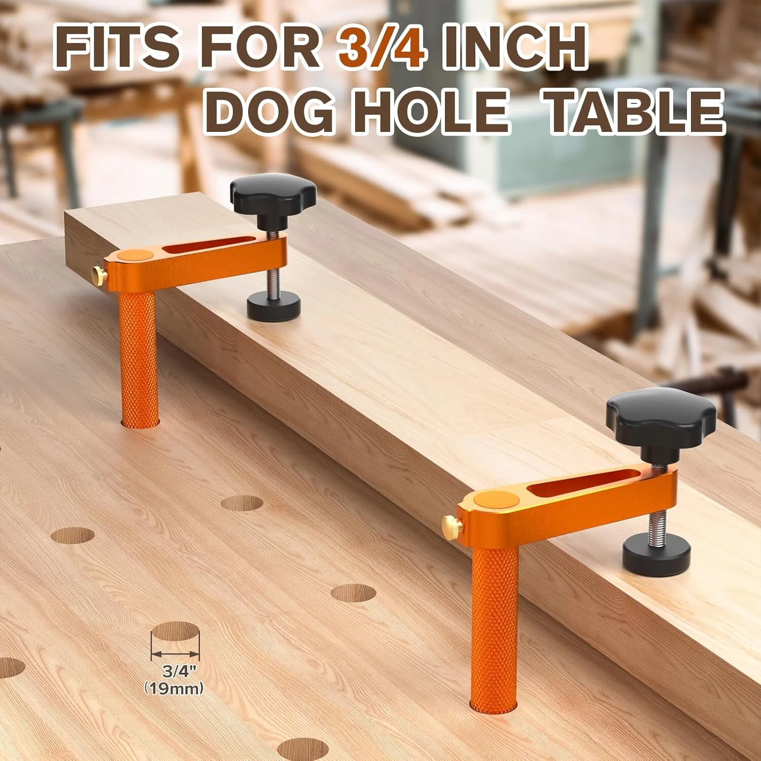 2PCS Adjustable MFT Bench Dog Clamps | 3/4 Inch CNC Aluminum Alloy | Woodworking Holdfast Tools - Image 2