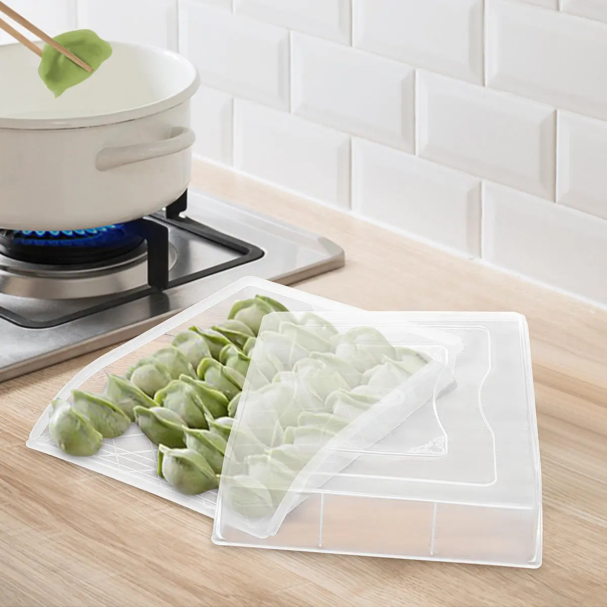 Transparent Refrigerator Dumpling Storage Box - Food Organizer with Cover - Image 3