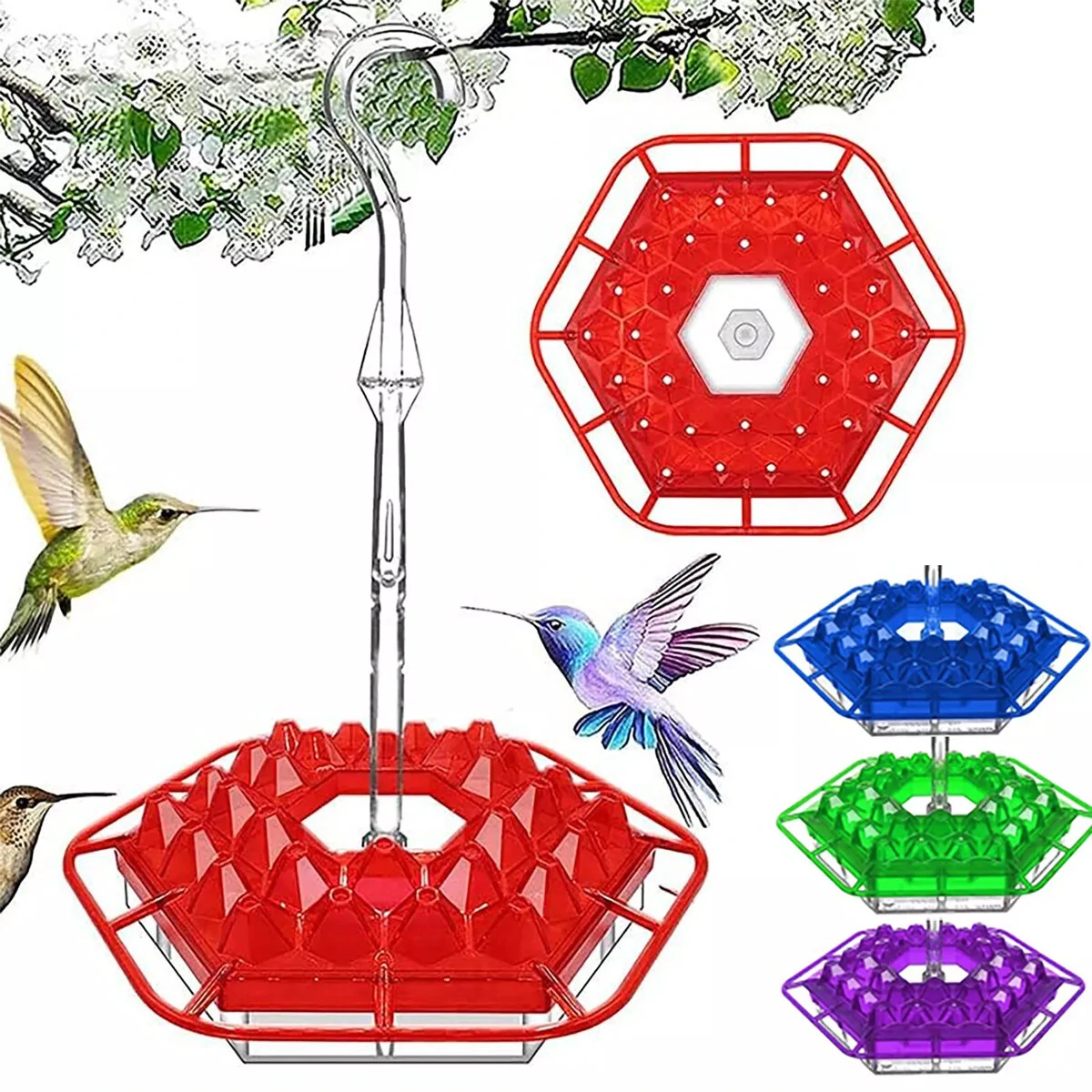 Hand-Blown Hummingbird Feeder - Multi-Feed Ports & Easy Clean - Acrylic Outdoor Hanging Gift - Image 5