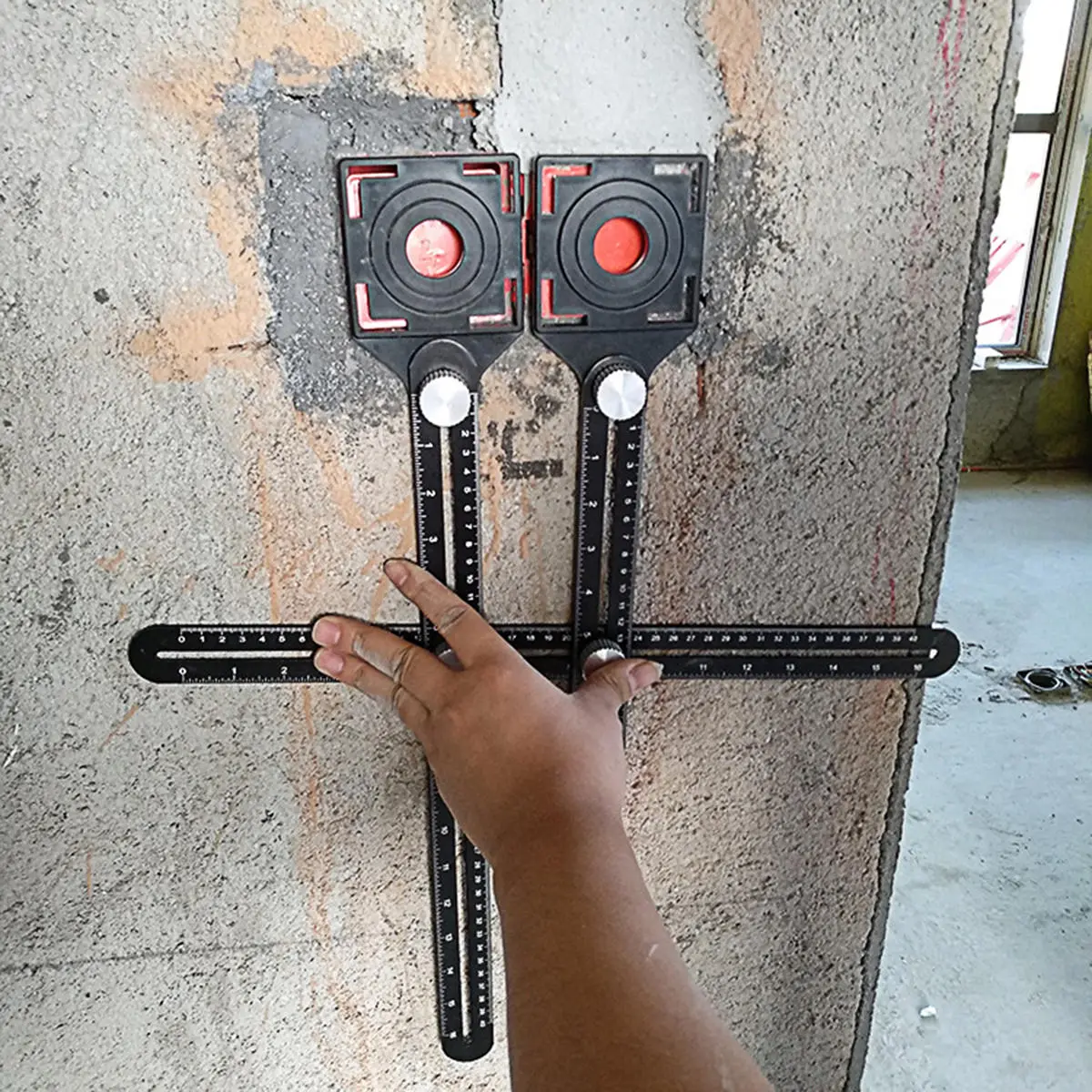 Double Head Folding Ruler Drill Guide | Ceramic Tile Hole Locator & Pocket Hole Jig Tool - Image 2