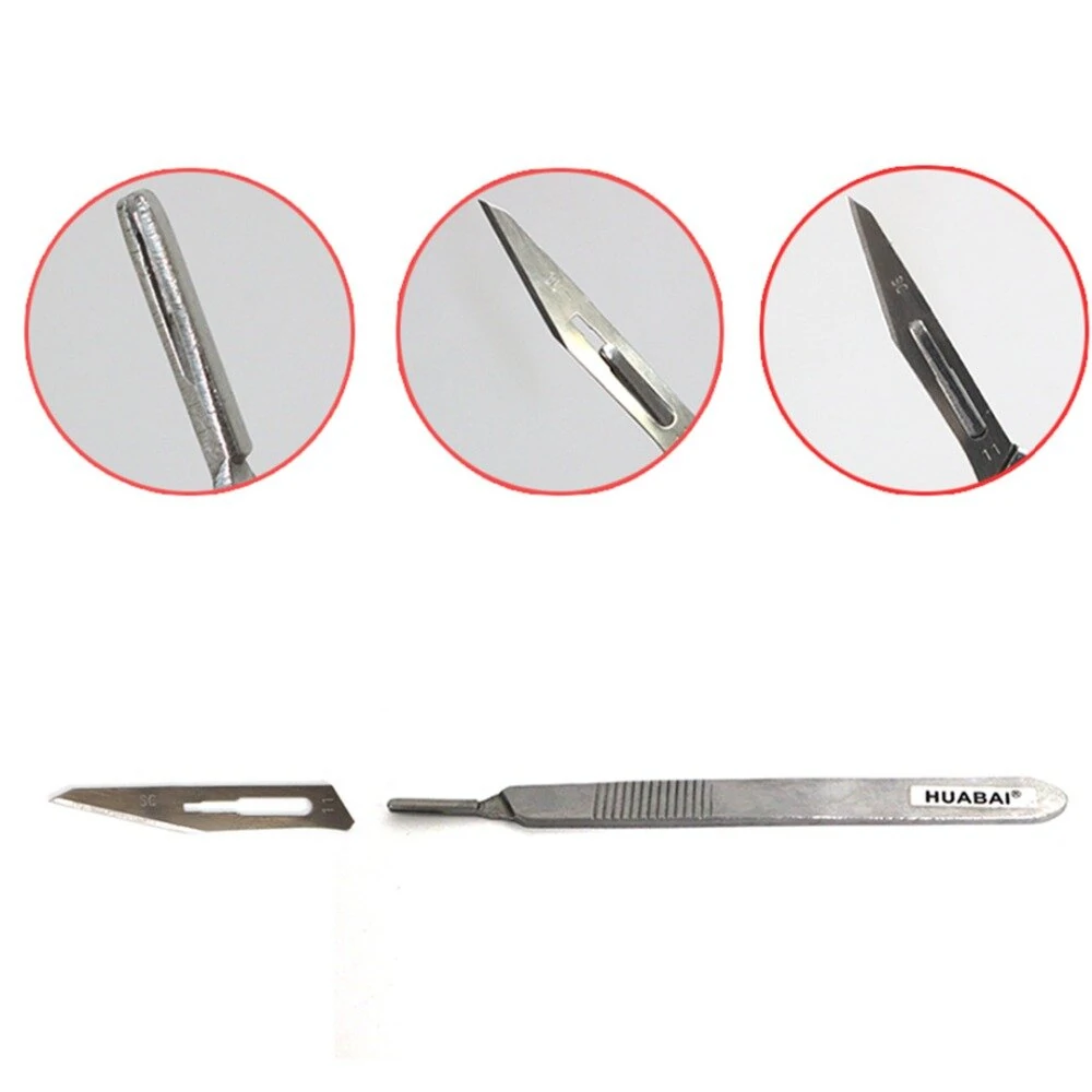 YTH Carbon Steel Surgical Scalpel Blades + Handle | 10pc DIY Cutting Tool for PCB Repair - Image 4
