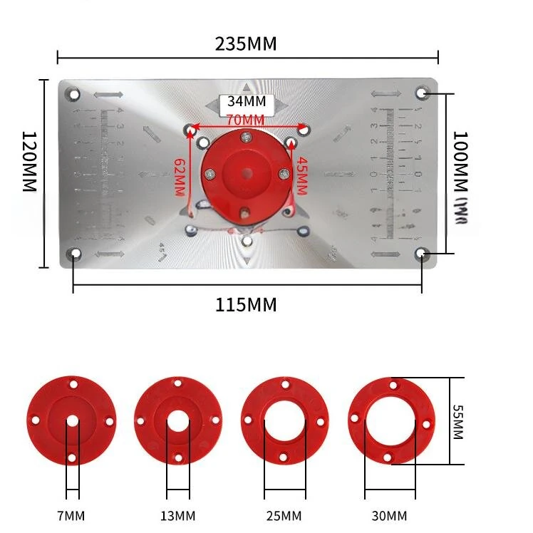 Drillpro Router Table Insert Plate for Makita RT0700c - 235x120x8mm Trimming Machine Flip Panel - Image 5