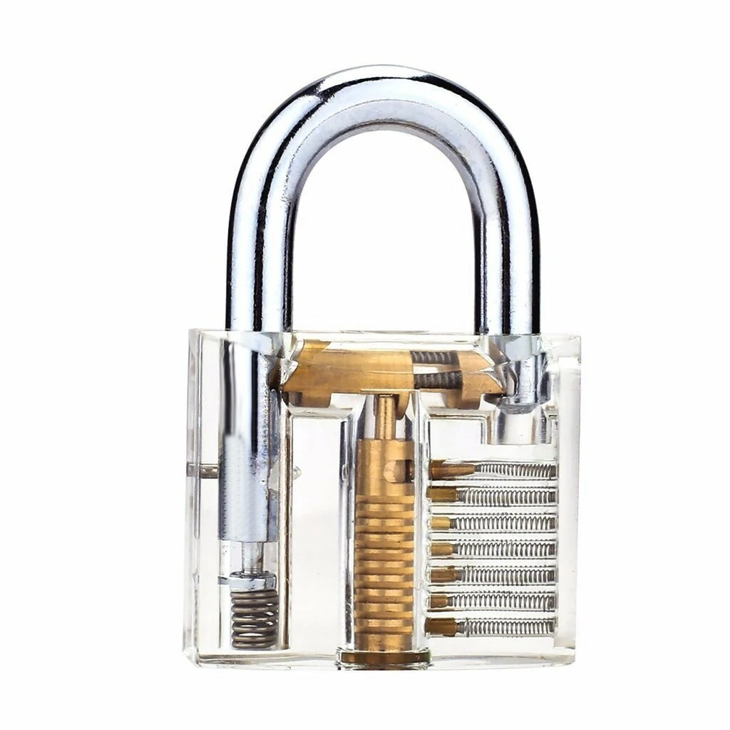 Practice Padlock with 12 Lock Picks & Key Extractor Tools - Transparent - Image 5