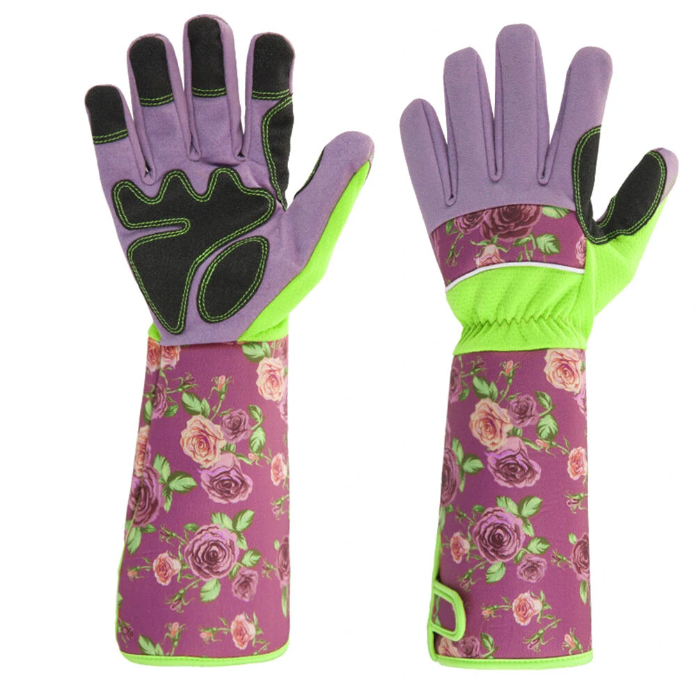 Non-Slip Flower Print Gloves - Breathable Nylon PU Long Sleeves for Cleaning & Gardening - Image 5