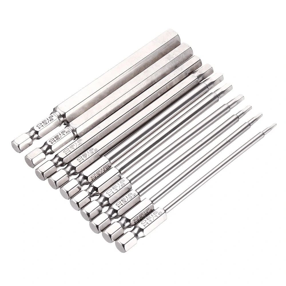 Drillpro 10Pcs 1/4 Inch SAE Hex Bit Set | S2 Steel 100mm Allen Wrench Bits - Image 3