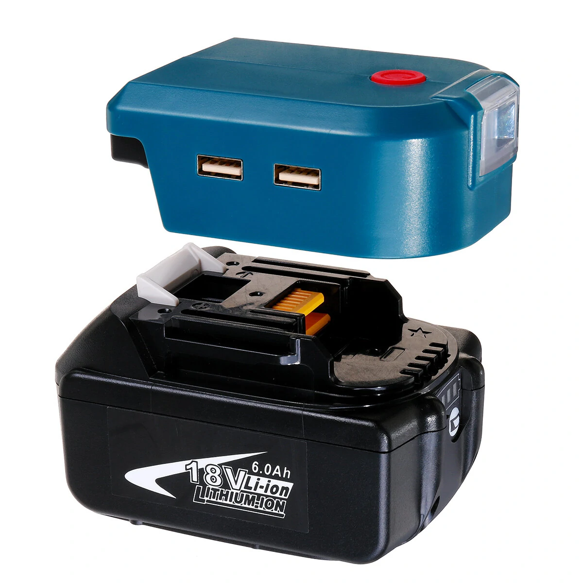 Makita Black & Decker Milwaukee Bosch 14V 18V Battery Adapter | ADP05 LED Light USB Portable Power - Image 3