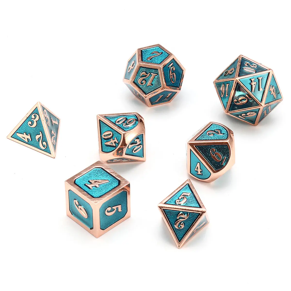 7pcs Zinc Alloy Polyhedral Dice Set - Enamel Embossed Heavy Metal D&D Dice With Bag - Image 2
